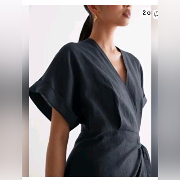 And Other Stories Linen Wrap Mini Dress , size 6 - Picture 2 of 12